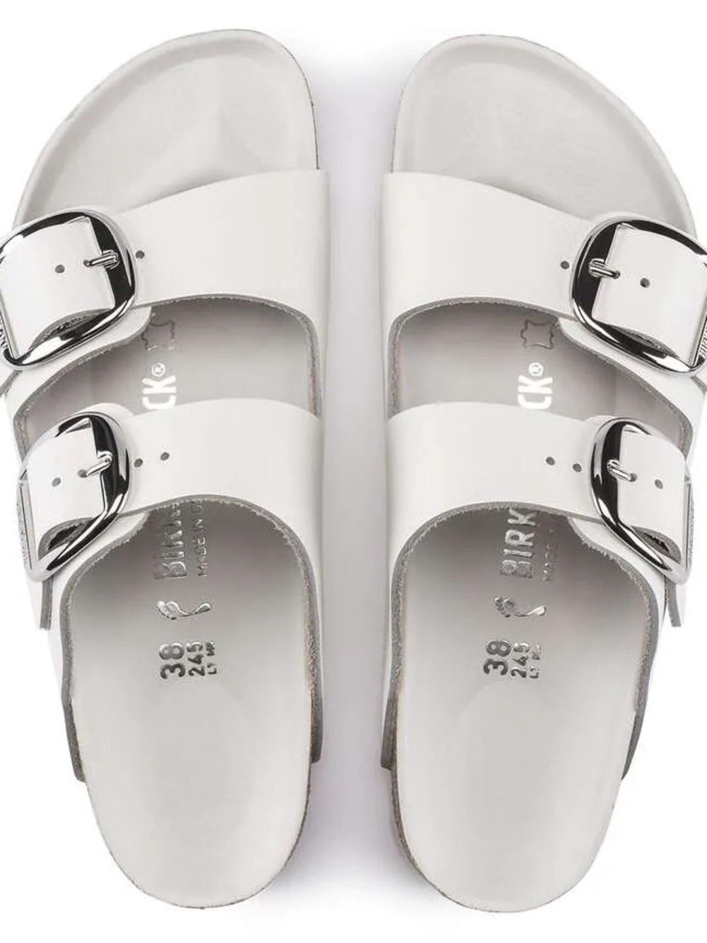 Birkenstock Arizona Big Buckle White Leather Sandals size 39